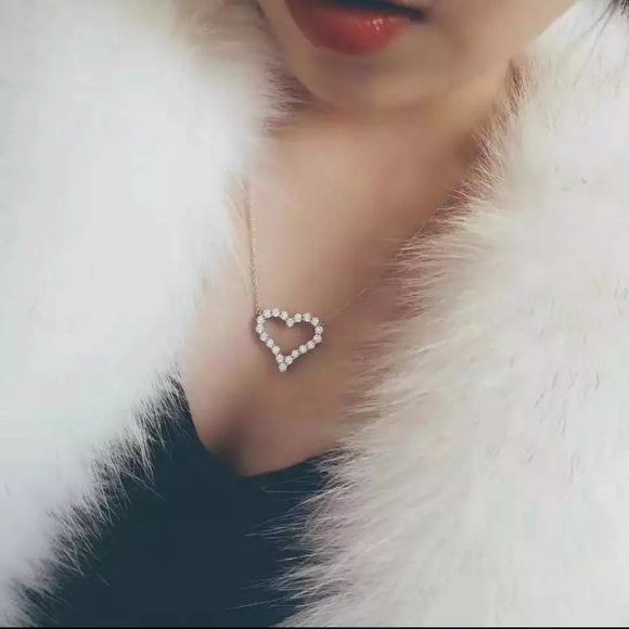 NEW 💎 925 Silver CZ Heart pendant Necklace - Picture 4 of 8